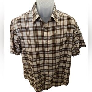 BILLABONG Brown Plaid Short Sleeve Collared Shirt Men S Small